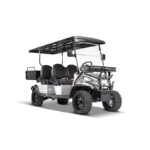 Ranch 4 Seat Electric Golf Cart with Lithium Battery and Tilting Cargo Bed- Silver