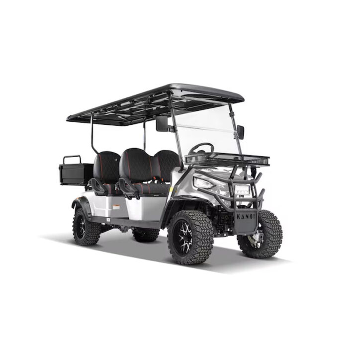 Ranch 4 Seat Electric Golf Cart with Lithium Battery and Tilting Cargo Bed- Silver