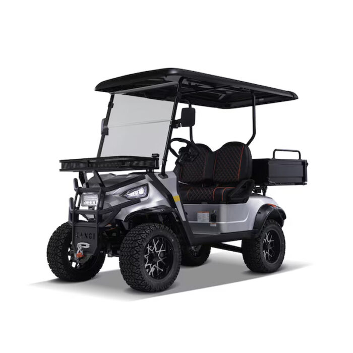 Ranch 2 Seat Electric Golf Cart with Lithium Battery and Tilting Cargo Bed - Red