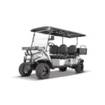 Ranch 4 Seat Electric Golf Cart with Lithium Battery and Tilting Cargo Bed- Silver