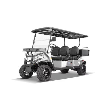 Ranch 4 Seat Electric Golf Cart with Lithium Battery and Tilting Cargo Bed- Silver