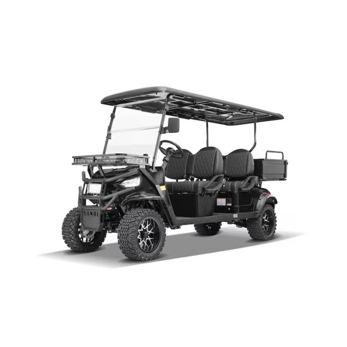 Ranch 4 Seat Electric Golf Cart with Lithium Battery and Tilting Cargo Bed- Silver
