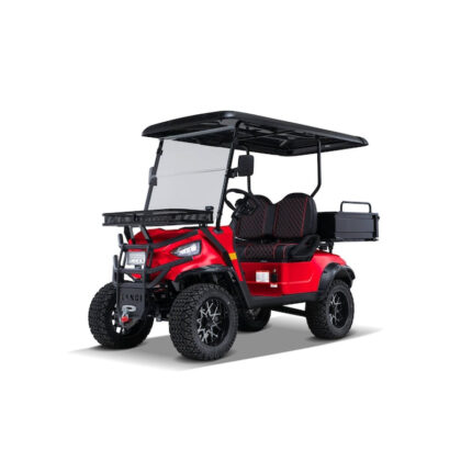 Ranch 2 Seat Electric Golf Cart with Lithium Battery and Tilting Cargo Bed - Red