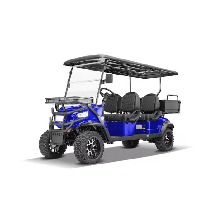 Ranch 4 Seat Electric Golf Cart with Lithium Battery and Tilting Cargo Bed- Silver