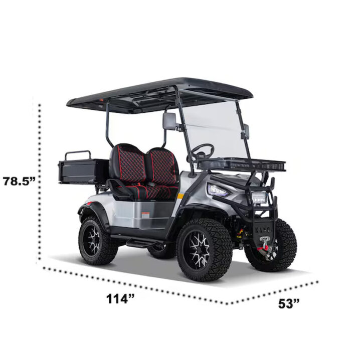 Ranch 2 Seat Electric Golf Cart with Lithium Battery and Tilting Cargo Bed - Red