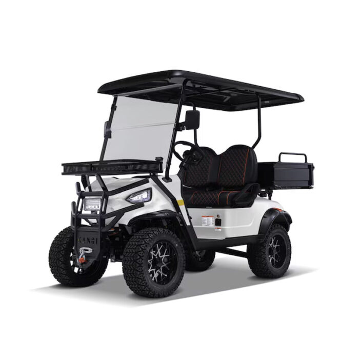 Ranch 2 Seat Electric Golf Cart with Lithium Battery and Tilting Cargo Bed - Red