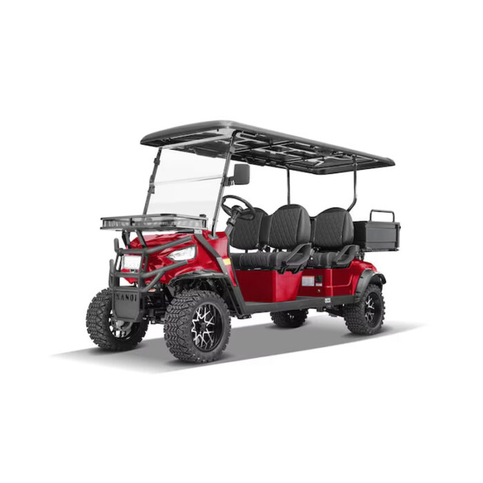 Ranch 4 Seat Electric Golf Cart with Lithium Battery and Tilting Cargo Bed- Silver