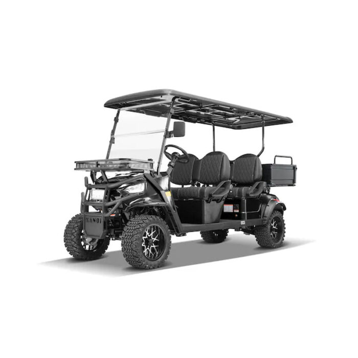 Ranch 4 Seat Electric Golf Cart with Lithium Battery and Tilting Cargo Bed- Silver